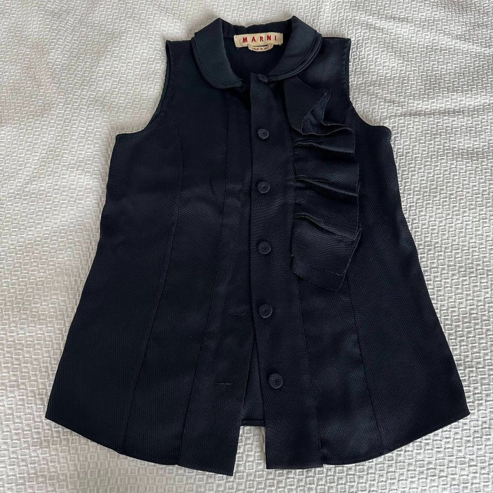 Marni - vintage navy ruffled blouse IT40